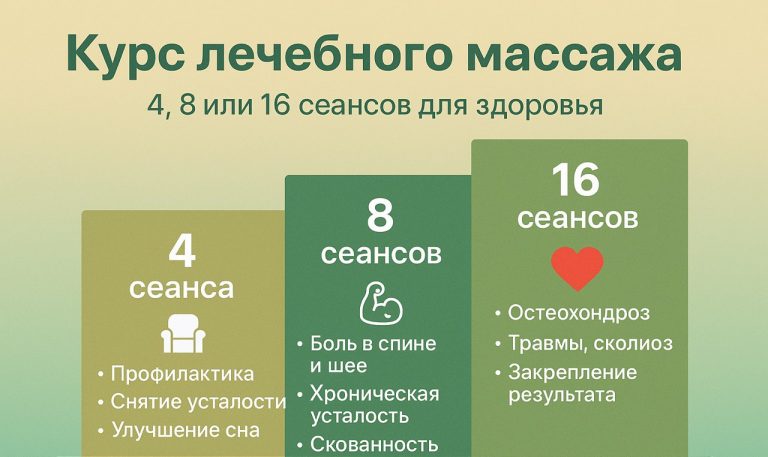 Курс лечебного массажа: 4, 8 или 16 сеансов для восстановления здоровья
